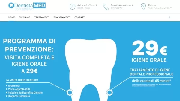 Sito internet dello studio dentistico DentistaMED